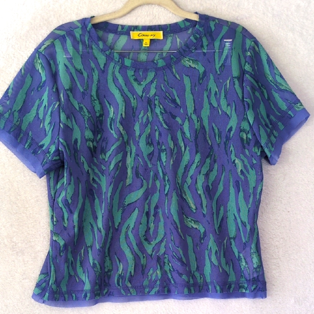 Circus Ivy Mesh Patterned Mermaidcore Crop Top Size XL